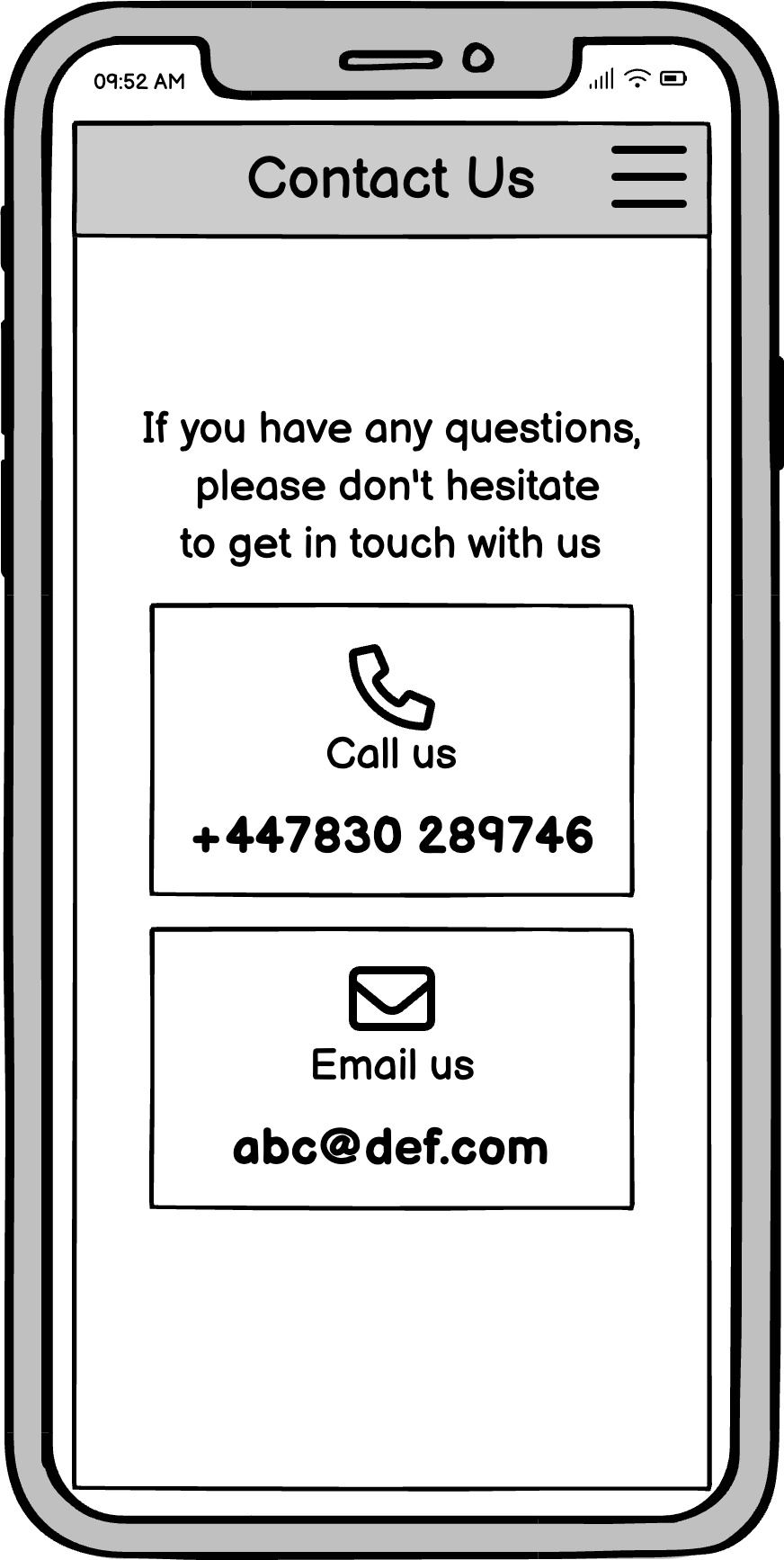 Wireframe Contact Us